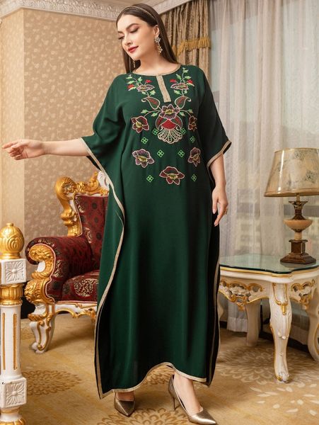 

plus floral embroidered dolman sleeve tent dress i5fz#, Black