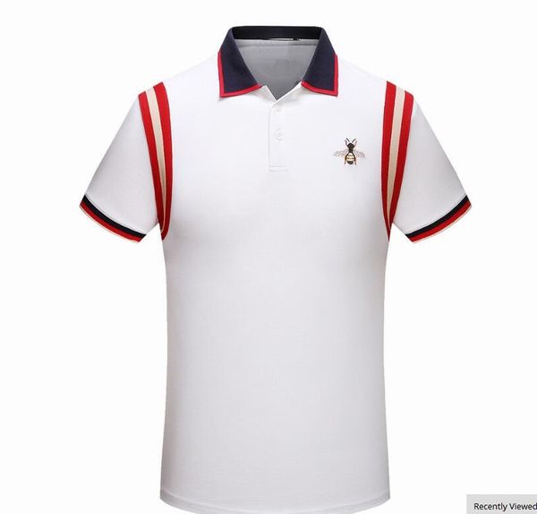 

high new novelty 2019 men embroidered bees stripes fashion polo shirts shirt hip hop skateboard cotton polos tee #f70, White;black