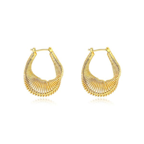 

summer niche design stud pleated twisted line spring earrings women's high-end french personality fashion all-match jewelry gift, Golden;silver