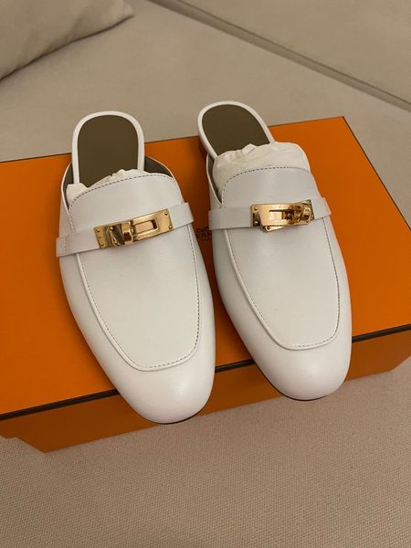 

name designer sandal slippers woman sandals princetown kelly metal chain shoe women loafers outdoor lady slipper genuine leather oz mules 35, Black