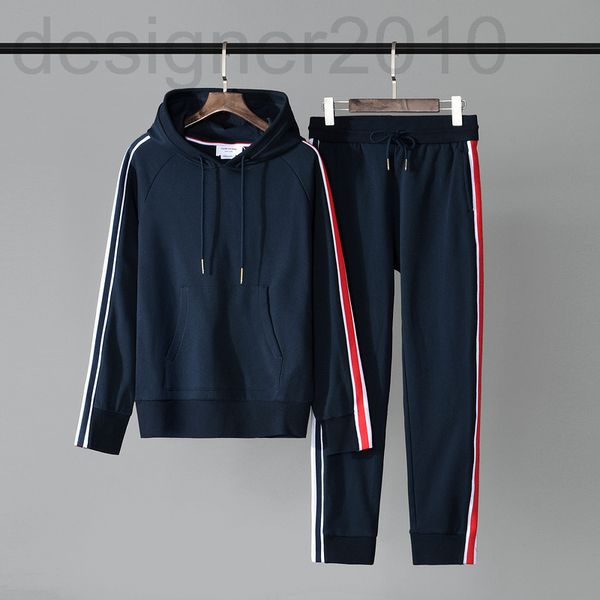 

men's hoodies & sweatshirts designer original standard tb tom brown two side webbing casual hooded suit sweater for men and women 1c7t, Black