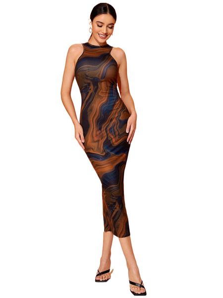 

x yelly gray marble print sheer mesh bodycon dress 45xp#, Black;gray