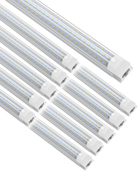 Jesled T8 LED -Röhrchen Licht D geformt 8 Fuß 90W kalte weiße transparente Cover -Shop -Garage -Büro -Leuchten 6 Packungen