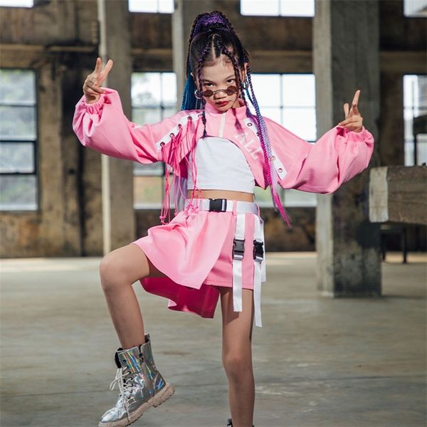 

kids hip hop clothing pink handsome street dance suit girls jazz costumes rave outfit friends show children clothes girl 220808, Blue