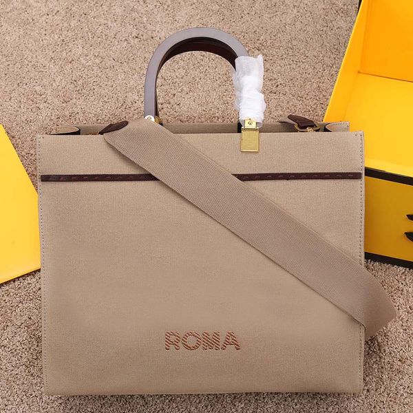 

tote bag large capacity shopping bags women shoulder handbag canvas letter removable weave wide shoulder strap wooden double handle cell pho