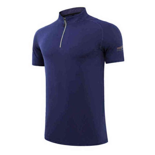 

men's lulu t shirts brand lu short sleeve spring and summer zipper stand collar running clothes fitness sports t-shirt elastic iv0o, White;black