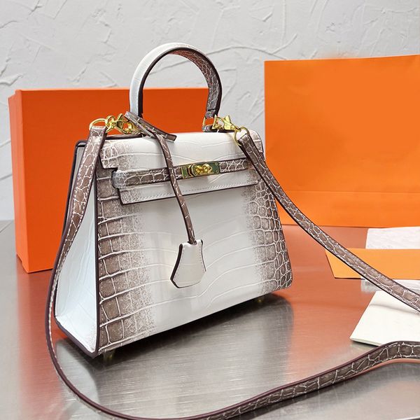 

white alligator tote bag women handbag crossbody shoulder bags genuine leather handbags wallet cross hardware knob buckle removable strap