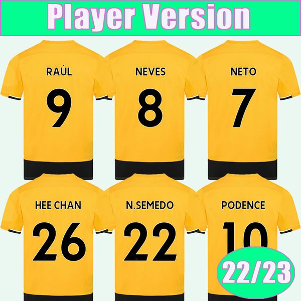 

22 23 raul neves neto player soccer jerseys podence hee chan coady boly chiquinho kilman n. semedo home away 3rd football shirt, Black;yellow