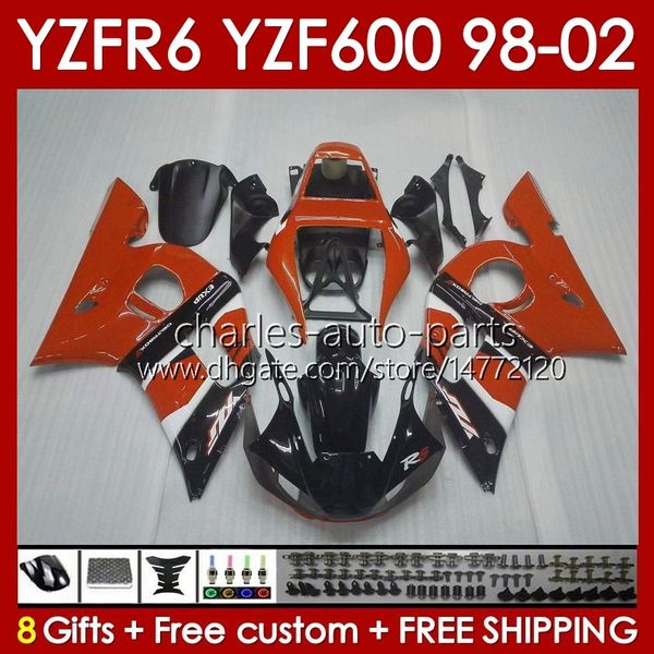 Kit de fadas para Yamaha YZF 600 CC YZF-600 YZF R6 R 6 98-02 Corpo 145No.149 YZF600 600CC Cowling YZF-R6 1998 1999 2000 2001 2002 2002 YZFR6 98 99 00 01 02 OEM Bodywork Glossy laranja