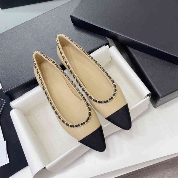 

cruise chain-link accents flats nude smooth leather shoes chain trim almond shaped toe women luxury designers shoe grosgrain cap ysh4, Black