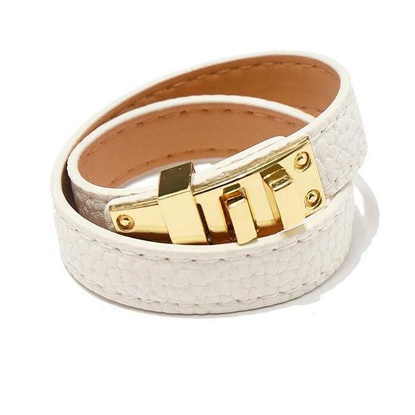 

fashion- vintage multilayer pu leather h bracelets for women cuff bangles men gold buckle wristband pulseras hombre male accessori269h, Golden;silver