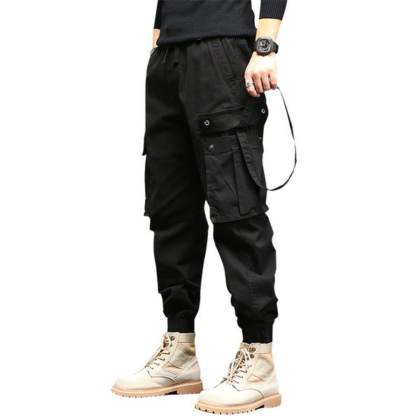 

men's pants cargo joggers streetwear spring autumn hip hop trousers male military tactical men casual sweatpants, Black