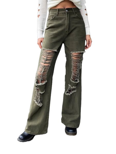 

meysi kim ripped raw trim wide leg jeans y5p2#, Blue