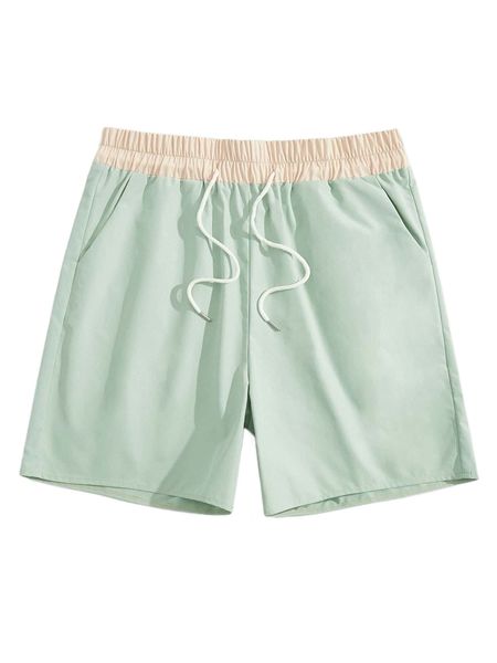 

romwe guys colorblock drawstring shorts x6m2#, White;black
