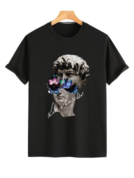 

men letter & figure graphic tee k48f#, White;black