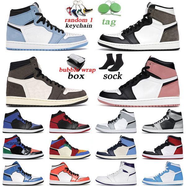 

with original box men women jumpman 1 basketball shoes 1s university blue dark mocha hyper royal outdoor mens trainer