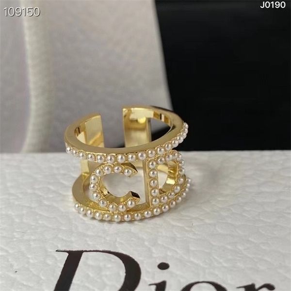 

65% jewelry online store sale 2022 letter pearl opening adjustable brass simple ring, Silver