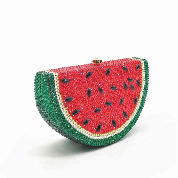 

nxy evening bag brand watermelon crystal women wedding cocktail handbag clutch hardcase metal box bridal chain shoulder purse 0530