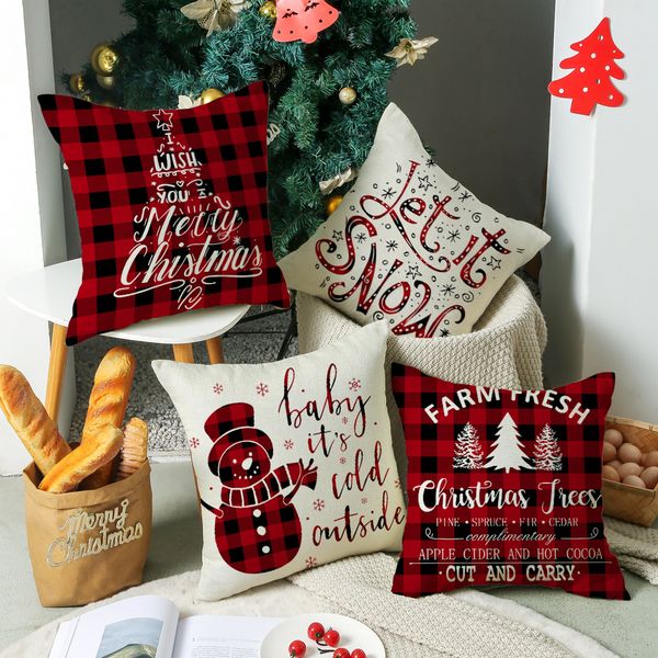 

45x45cm christmas red black pillow fawn pattern pillows flower lottery house liming in the office cushion pillow
