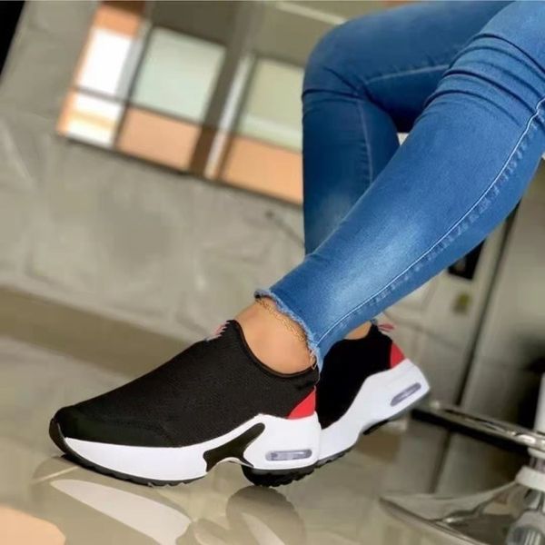 

new women sandals platform solid color flats ladies shoes casual breathable wedges ladies walking sneakers, Black