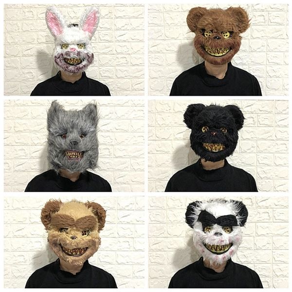 Bloody Bunny Mask Horror Horror Scary Halloween Toys Funny Gadgets Squishy Horror Gag Gifts Função engraçada Party Hot Prank T200703