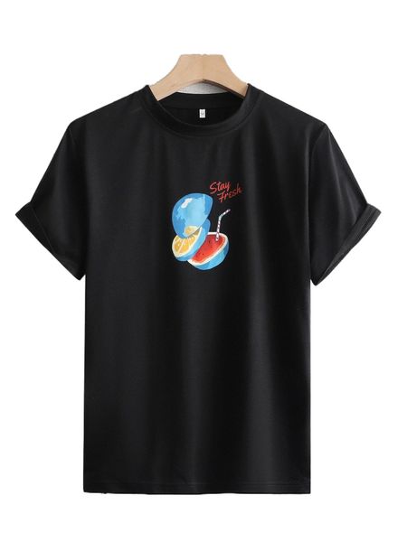 

men watermelon & slogan graphic tee s6lu#, White;black