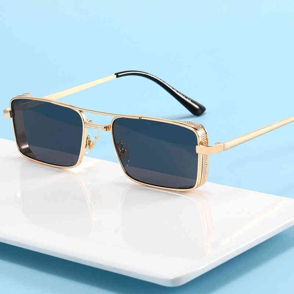 

sunglass steampunk small square men 2022 men's glass metal vintage luxury brand design sunglasses uv400, White;black