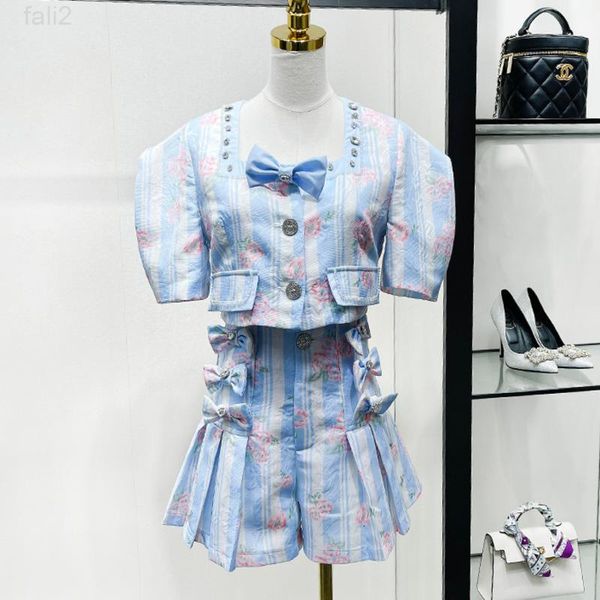 

tracksuits women's korean chic bow sweet 2 piece set women puff sleeve shirts crop + shorts sets fashion luxurious pant suits two, Gray