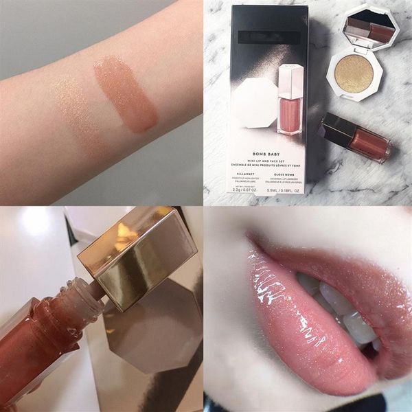 

makeup sets moisturizing streamer lip glaze with fine flash 3d powder combination diamond high gloss lipgloss mini suit266b