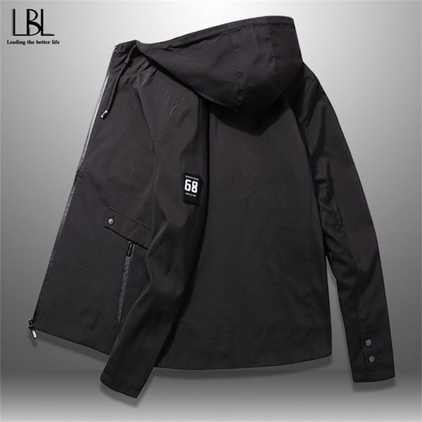 

spring hooded jacket men outwear zipper men s bomber jackets casual coat man sportswear middle aged male slim fit lj201013, Black;brown