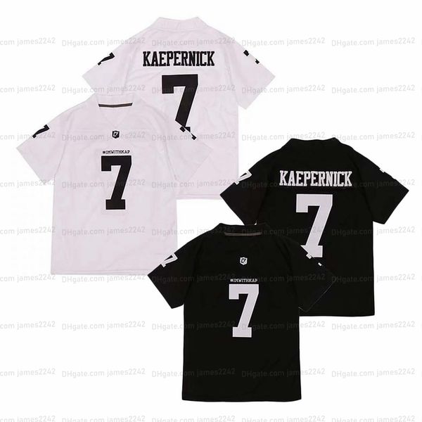 #Imwithkap personalizado kaepernick futebol jersey masculino todos os brancos preto de qualquer nome de nome de primeira qualidade