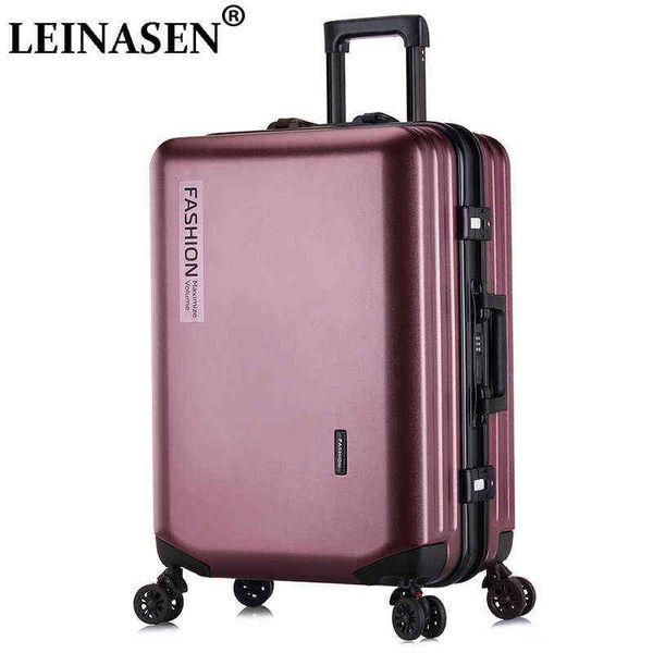 Leinasen Popular Moda Rolling Equipaje Pulgada Marca Llevar en caja Hombres Maleta de viaje Mujeres Trolley Zipp J220707