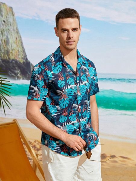 

men tropical print shirt f2wr#, White;black