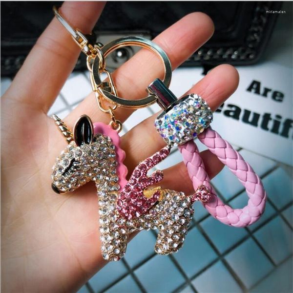 Schlüsselanhänger Strass eingelegte kreative Legierung Pony Schlüsselanhänger Anhänger Tasche Home Office Auto Kette Ornament Miri22