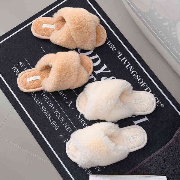 

nxy slippers women for home fluffy slide autumn winter warm flat indoor shoes female hairy slipper fashion flip flop 220804, Black