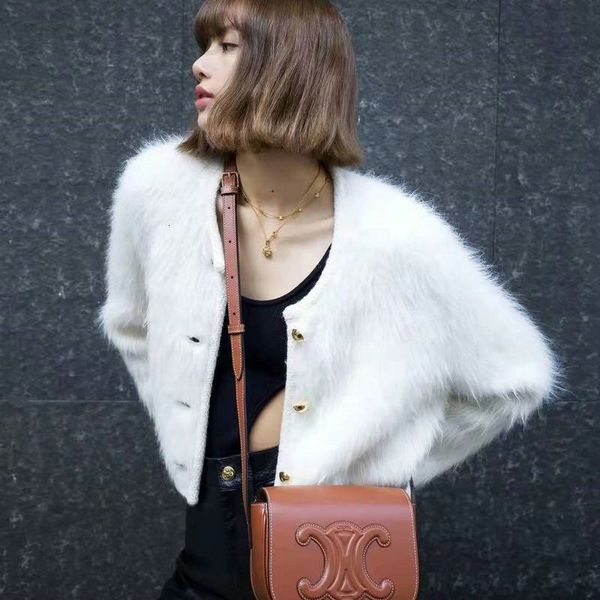 

women's knits & tees designer family c's spring fashion new sweater coat female lisa's same foreign style round neck gold but, White