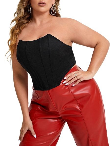 

plus asymmetrical hem backless tube z0mr#, Black