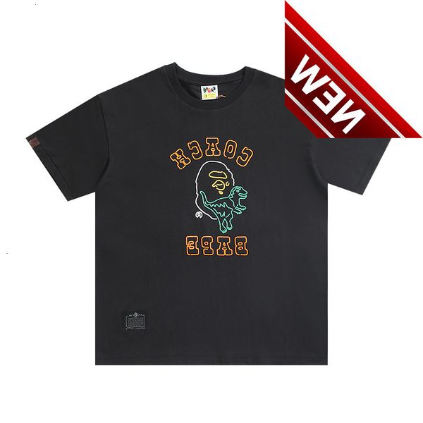

bap ape head joint name short sleeve color line small dinosaur leisure t-shirt, White;black