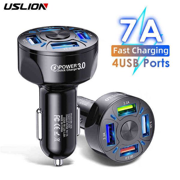

uslion 4usb quick car charger for mobile phone universal dual usb adapter for iphone 11 pro max mini adapter for xiaomi samsung w220328