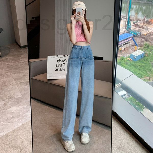 

women's shorts designer high waist wide leg jeans for women thin straight tube loose 2022 new slim pants s122, White;black
