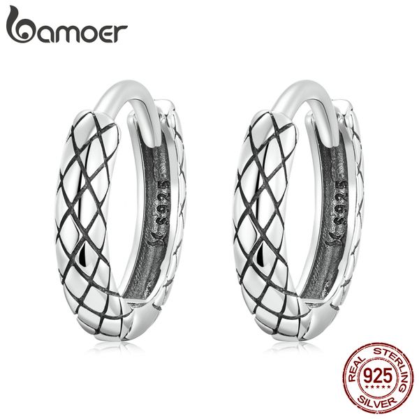 

hoop huggie 100% 925 sterling silver snake pattern ear buckles for women silver cool hoop earrings women statement jewelry ears gift 230206, Golden;silver