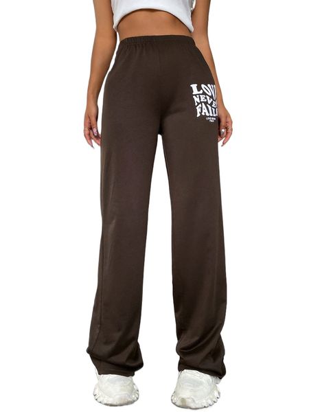 

slogan graphic elastic waist sweatpants m4c5#, Black;white