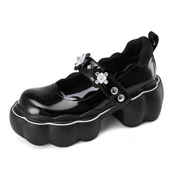 Sandalet 2022 Yeni Mary Jane Ayakkabı Kadın Stil Vintage Yumuşak Kardeş Kızlar Platformu Yüksek Topuklu Cosplay JK Lolita 220623