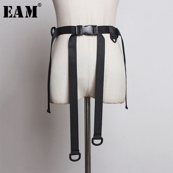 

[eam] canvas plastic buckle bandage simple black belt personality women fashion all-match spring autumn jz671 220407, Black;brown