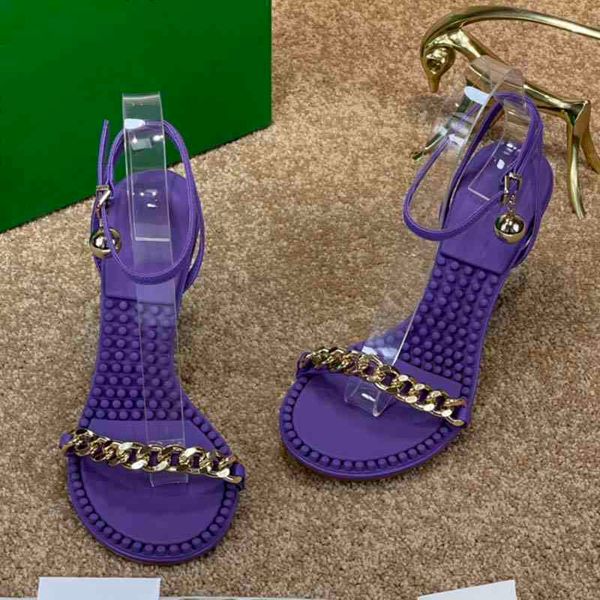 

sandals fashion summer ladies high heeled sandals metal chain decorative pin buckle design shoes concise comfortable solid, Black