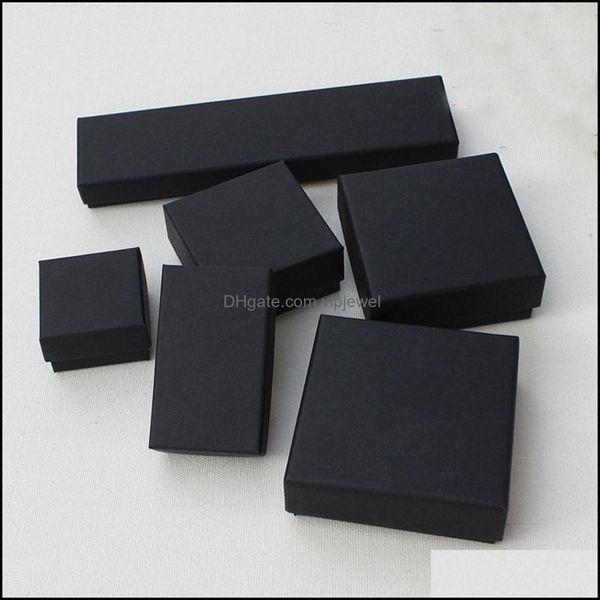 

jewelry boxes packaging display gift and retail black kraft packing bracelet necklace ring ear nail box christmas year customize 10 size s, Black;white