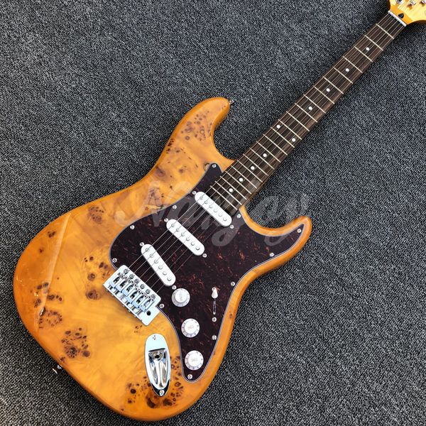 

burl solid wood st electric guitar with rosewood fingerboard3161