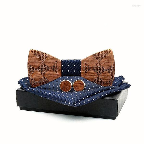 Laço amarra de madeira feita à mão para homens lenços de madeira de madeira lençóis de links de poço de borboleta gravata gravata donn22