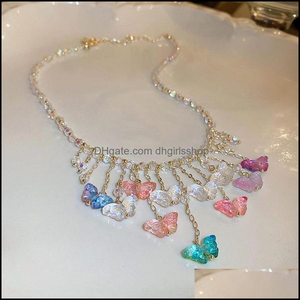 

pendant necklaces pendants jewelry sparkly crystal butterfly clavicle chain necklace mticolor dhzcw, Silver