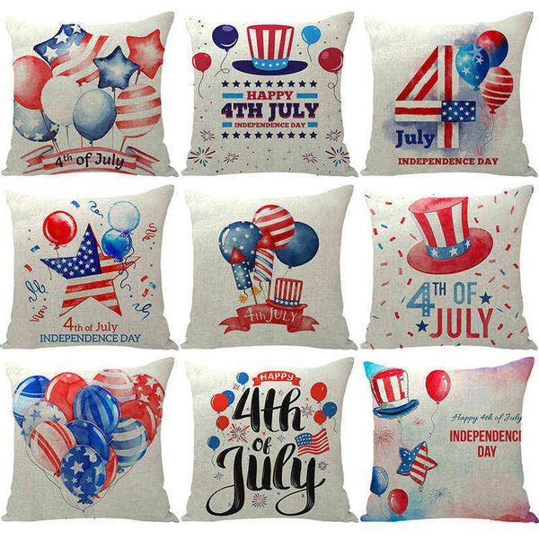 

luxury designer cushion decorative pillow nordic home american independence day pillow cover balloon letter printed linen pillow car sofa cu